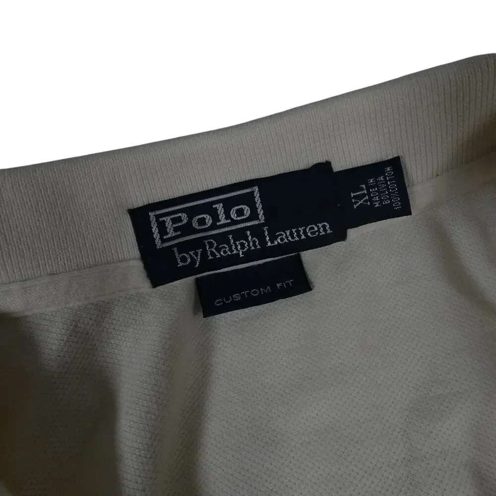 Ralph Lauren Vintage Johnny Collar Cream Polo Shirt Men's Custom Fit Men's XL